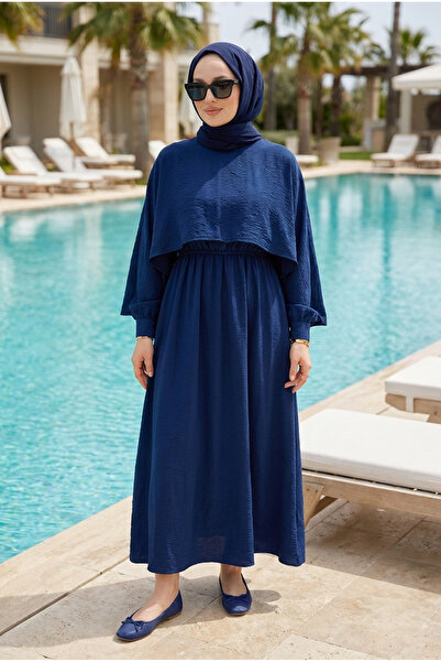 Kirazca Butik Women's Shawl-Looking Cape Detailed Hijab Dress
