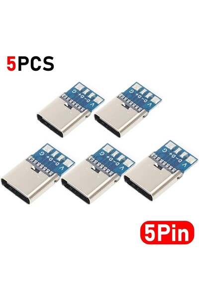 Choice4 5X-5Pin 20/10/1Pcs USB 3.1 Type C Connector 5/6 Pins Female/Male Sock...