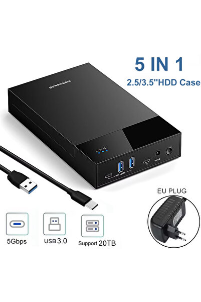 Choice1 Grey KEBIDUMEI 2.5/3.5 HDD/SSD Enclosure USB3.0 HUB Support 20TB USB ...