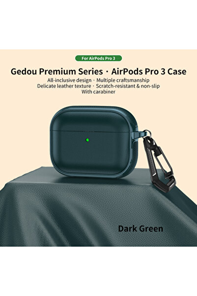 Choice حافظة جلدية خضراء داكنة لسماعات AirpodsPro3 متوافقة مع Airpods 1 و2 و3...