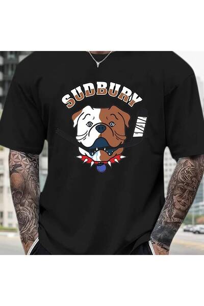 01THEONE SUDBURY Men'S Dog Graphic T-Shirt - 100% Round Neck Short Sleeve Tee...
