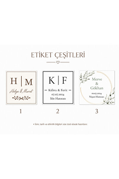 YAZAR Özel Gün Çikolata Süsleme Etiketi | Söz, Nişan, Nikâh, Düğün | 150 Adet...