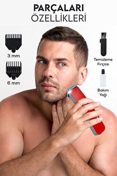indirimsevinci Şarjlı Profesyonel Saç Sakal Tıraş Makinesi Ayarlanabilir Başlıklı 3-6 mm