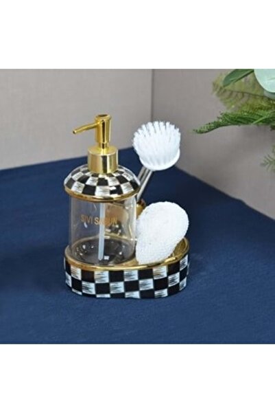 Paçi Konak Shopping 900226-Sivi Soap Dispenser Sponge.Brush Glass