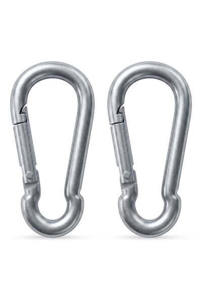 Duravel Pack Of 2, 1.9 inch Galvanized Steel Carabiner Clips, Silver, Spring ...