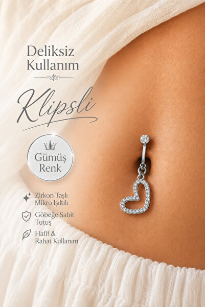 Sacce Scarves&Accessories Deliksiz Klipsli Asimetrik Kalp Figürlü Göbek Pierc...