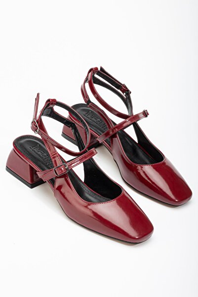 Zerenyus Zri̇n-003 Premium Burgundy Patent Leather Daily 4 cm Mary Jane Heele...