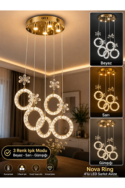 Çadırcı Aydınlatma Aura Ring 5’li Led Avize 3 Renk