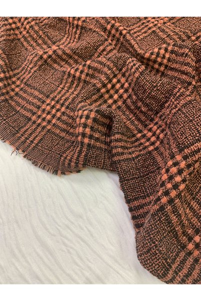 Yiğit Kumaş Plaid Wrinkled Fabric Lightweight and Stretchy - Tile Black Plaid