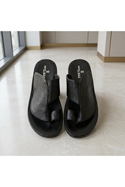 Lucky Steps Men's Toe Ring Leather Sandals Summer Soft Sole Slippers Comforta...
