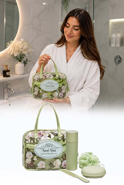 omilife Floral Pattern Transparent Makeup Bag Travel Cosmetic Bag Bath Care O...