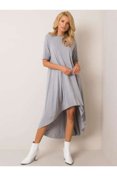 rue parıs Rochie Dama Midi, Rochie asimetrica, RUE PARIS, Gri de Vara Model R...