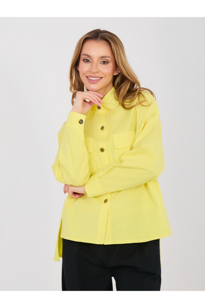 Italy Moda Camasa Dama, ITALY MODA, Bumbac, Maneca lunga, Galben, model IT-KS...