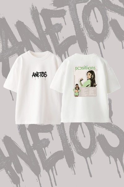 Anetos Ariana Grande_59 Design Back Printed Cotton White Oversize T-Shirt