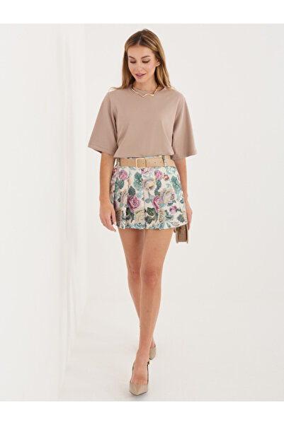Italy Moda Women's Shorts, ITALY MODA, Polyester, Floral, Green, model IT-SN-...