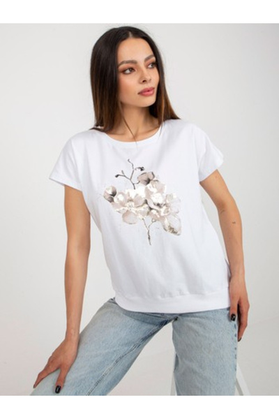 rue parıs Women's Blouse, RUE PARIS, Cotton, Short Sleeve, White, model RV-BZ...