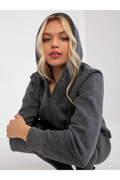 rue parıs Women's Sweatshirt, RUE PARIS, Cotton, Long Sleeve, Dark Grey, mode...