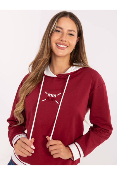 Relevance Women's Sweatshirt, RELEVANCE, Cotton, Long Sleeve, Bordeaux, model...