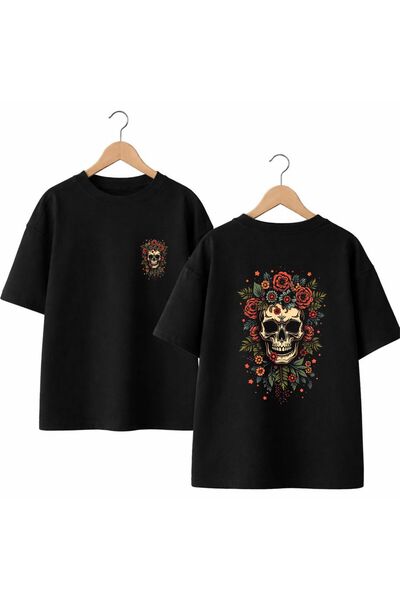playwear Tricou cu imprimeu floral KuRU Head pe spate și pe piept, 100% bumba...
