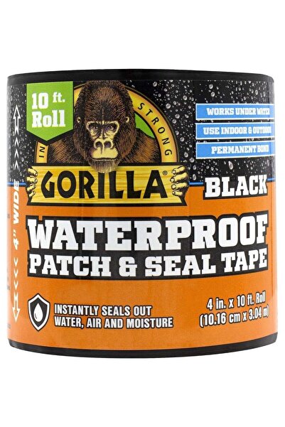 GORILLA Waterproof Patch & Seal Tape 4" X 10' Black, Pack Of 1
