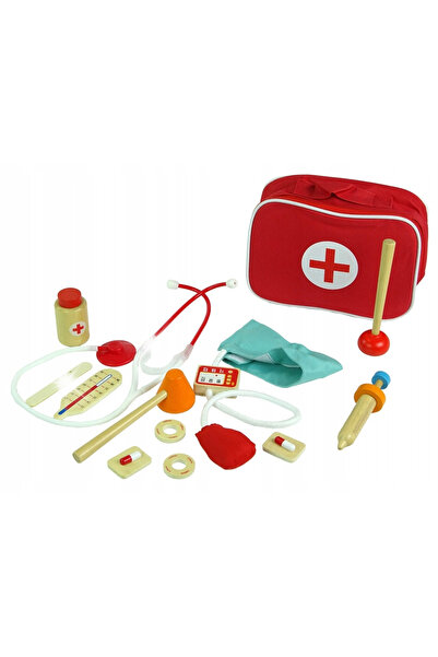 BeMineCollection Set de doctor din lemn, Geantă, Stetoscop, Tensiometru, Cioc...
