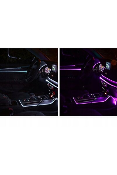 NO BRAND Fibră optică auto Iluminare ambientală LED RGB 6m APKA+PILOT PACHET XL