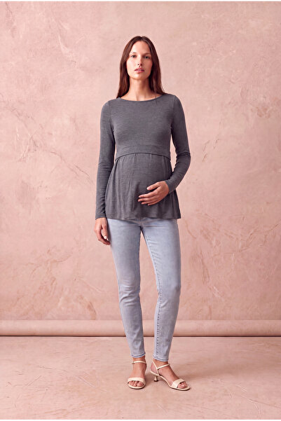 WESTMARK LONDON Maternity Navy Blue Viscose Crew Neck Long Sleeve Double Laye...