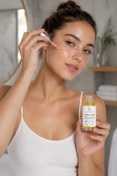 ALYVEA COSMETICS Vitamin C Serum 30 ml – Brightening Tone Equalizing Facial Serum Containing Niacinamide and Alpha Arbutin