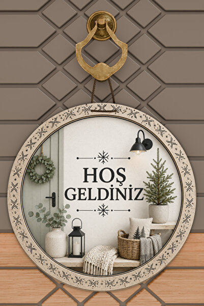 Dormot Home Welcome Written Nordic Themed Round Door Ornament Digital Printin...