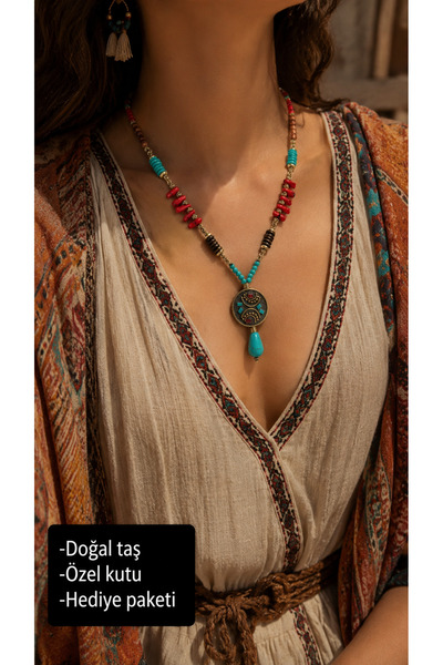 HER ŞEY NOTA www.herseynota.com Natural Stone Turquoise and Coral Stone Ethni...