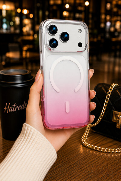 Hatreds iPhone 17 Pro Max Uyumlu MagSafe Silikon Kılıf Pembe