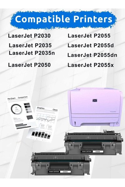 Generic خرطوشتي حبر طابعة CE505A 05A أسود متوافقان مع طابعات HP LaserJet P2035 P2035n P20