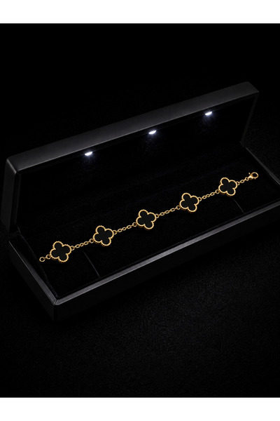 Nutly Accessories Işıklı Kutuda Çelik Yonca Model Bileklik Paslanmaz Çelik Za...