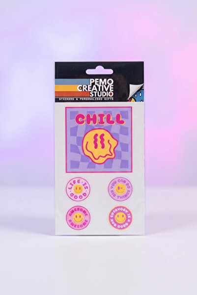 PEMO Creative Studio PEMO Bugün İyi Geçecek UV-DTF Sticker Seti 5 Parça Kabar...