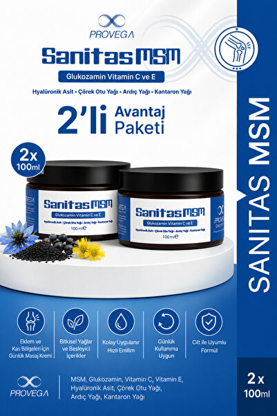 Provega Sanitas Msm Knee Joint Muscle Health Massage Cream 2-Pack Advantage P...