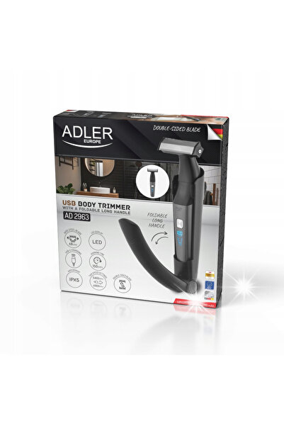 Adler Europe Trimmer pentru corp cu mâner lung, aparat de tuns USB, rezistent...