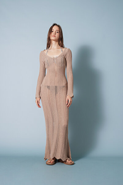 Nisan Openwork Knitwear Long Dress
