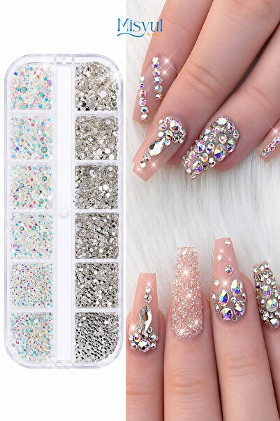 Misyul Tırnak Süsleme Aurora Kristal Taş Seti, Nail Art Tırnak Süslemesi