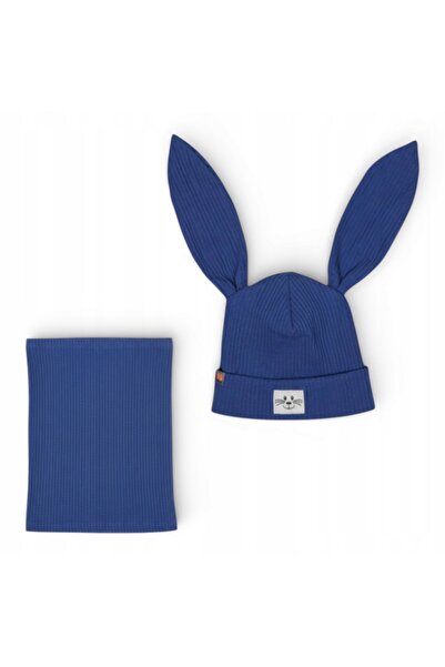 PANPAN BOYA Căciulă cu urechi + fular cu dungi, set pentru copii 2-7 ani, pri...