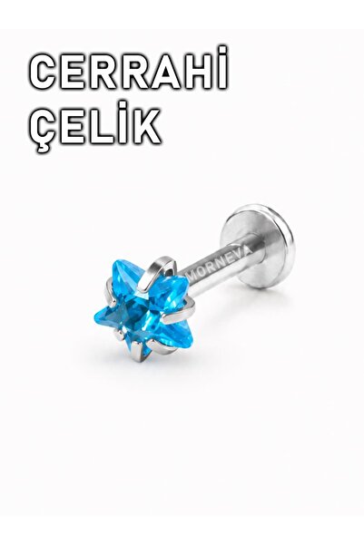 MORNEVA Mavi Cerrahi Çelik Kristal Taş Conch Lobe Helix Kıkırdak Tragus Pierc...