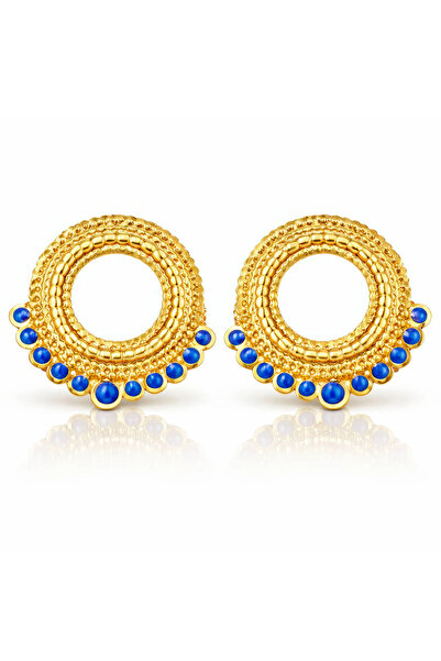 OEM Byzantium Blue earrings, stainless steel, with geometric, 18K gold plated