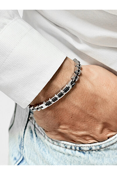 FERRO Black and Silver Steel Men's Bracelet Frj10200A-J 2 Year Warranty Gift ...