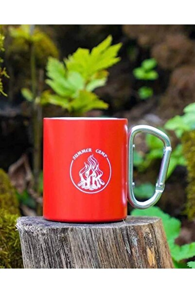 Orcamp كوب ستانلس ستيل مع كارابين باللون الأحمر OUT-1850-Red