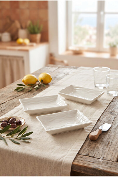 Homerest Wavy Ceramic Snack Bowl Presentation Set - 3-Piece, 14X9Cm Breakfast...