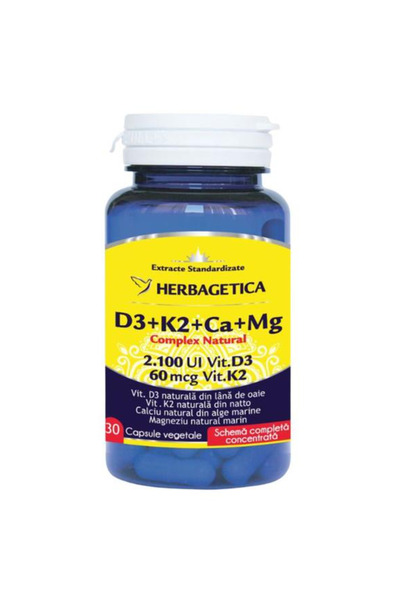 herbagetica Complex cu Vitamina D3, Vitamina K2, Calciu si Magneziu Herbageti...