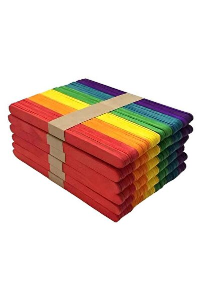 Duravel 50Pcs 6" Coloured Wooden Craft Sticks, Rainbow Multicolour, Popsicle ...