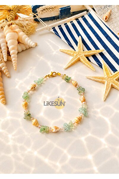 LiKESUN Natural Stone Sea Shell Anklet Women's Summer Bohemian Adjustable Bea...
