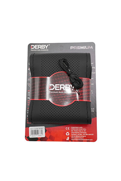 Derby Black steering wheel cover with needle and thread 160 gr, black stitching
