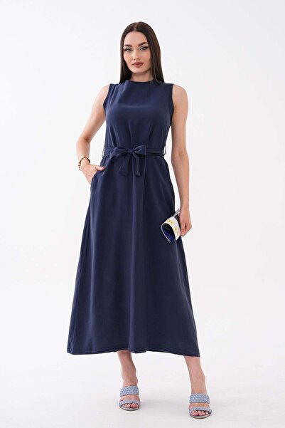 DazzUp Women's Sleeveless Belted Dress