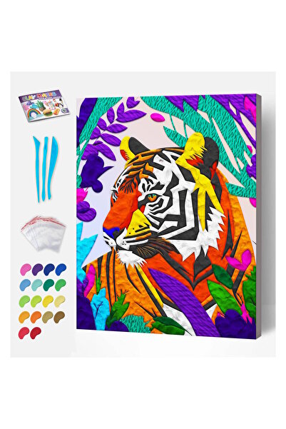 OEM Splat Planet Σετ Ζωγραφικής με Πηλό "Tiger" σε Καμβά 30x30cm
